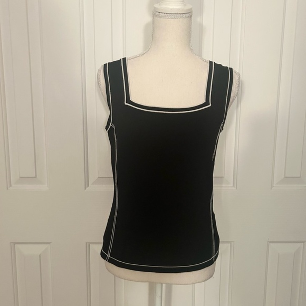 BELLDINI Women Black and White Trim Tank Top, Size Medium